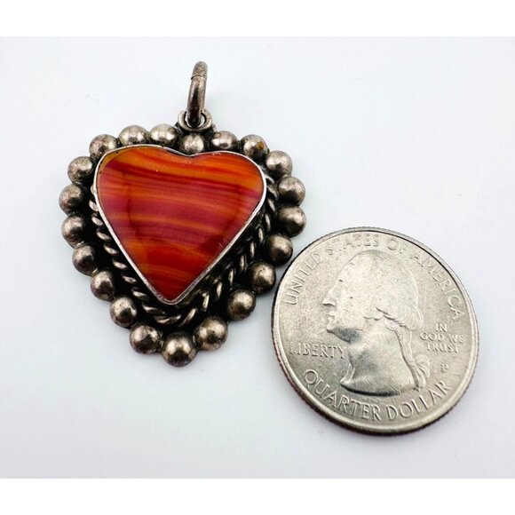 Mexico TS-134. Carnelian Agate Healing Stone Set in 925 Sterling Silver Pendant - Picture 2 of 3